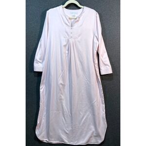 Carole Hochman Pink Satin Pintuck Long Sleeve Nightgown Womens Medium